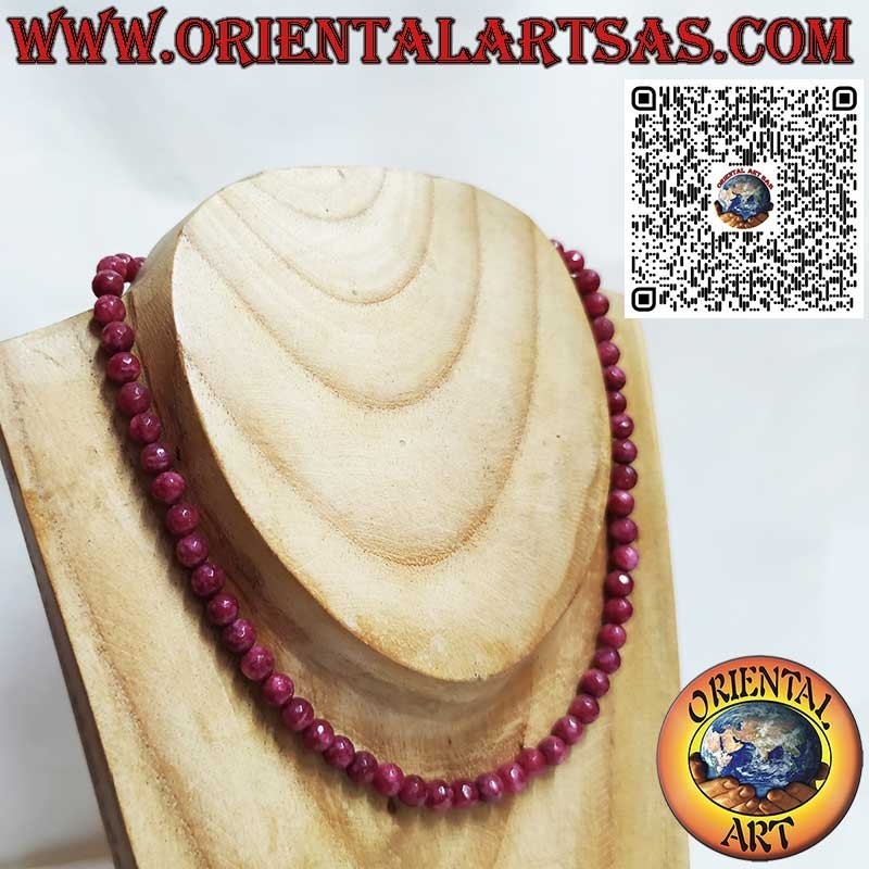 Gargantilla Raíz Rubí 7mm y Cierre Plata Baño Oro | Oriental Art