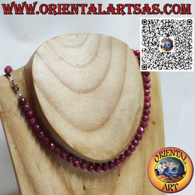 Gargantilla Raíz Rubí 7mm y Cierre Plata Baño Oro | Oriental Art