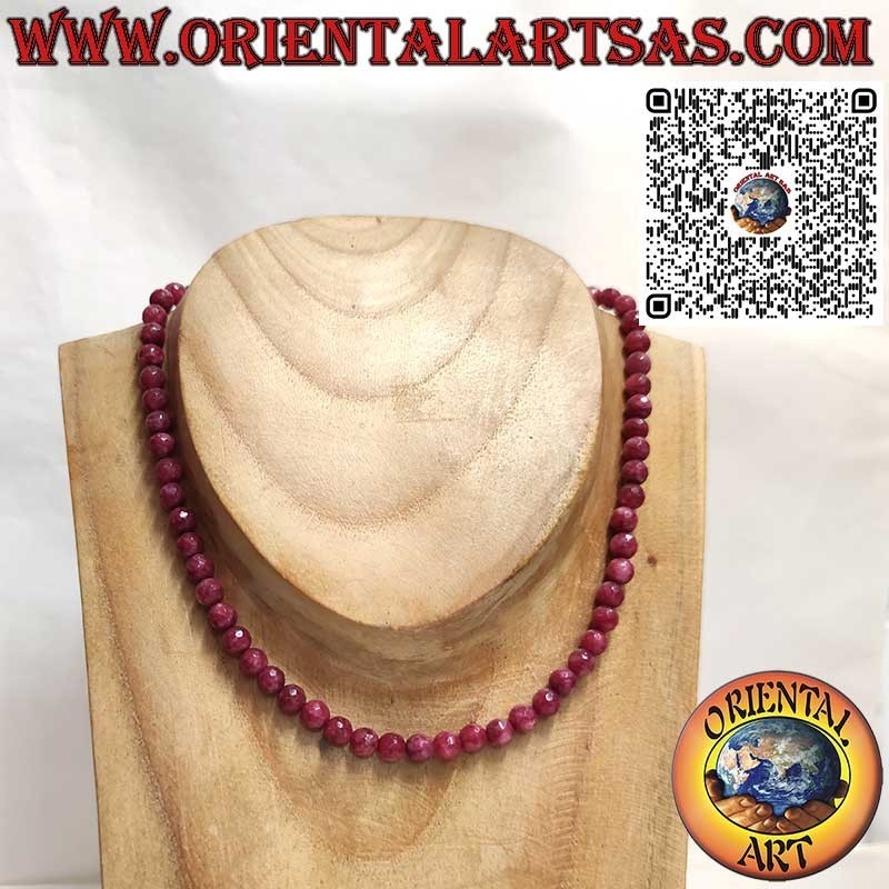 Collana Girocollo Radice di Rubino 7mm | Argento Placcato Oro