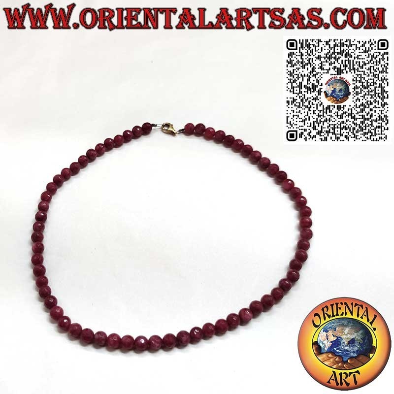 Gargantilla Raíz Rubí 7mm y Cierre Plata Baño Oro | Oriental Art