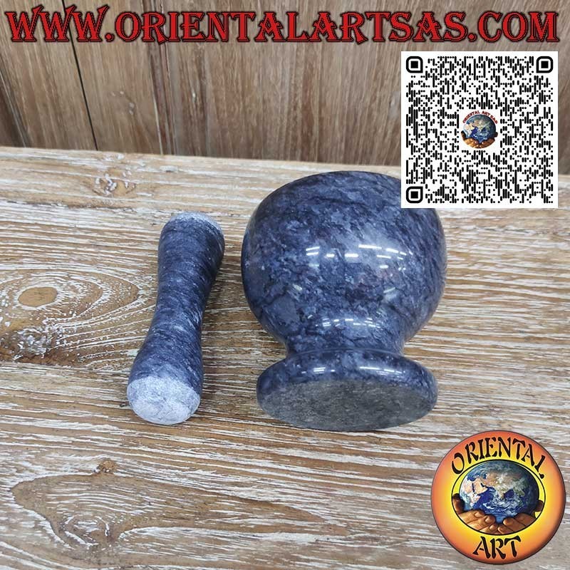 Mortero de mármol negro de 11 cm con mazo de 13 cm incluido