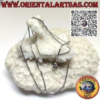 Collar con cadena veneciana rectangular de plata de ley 925 rodiada, de 1 mm