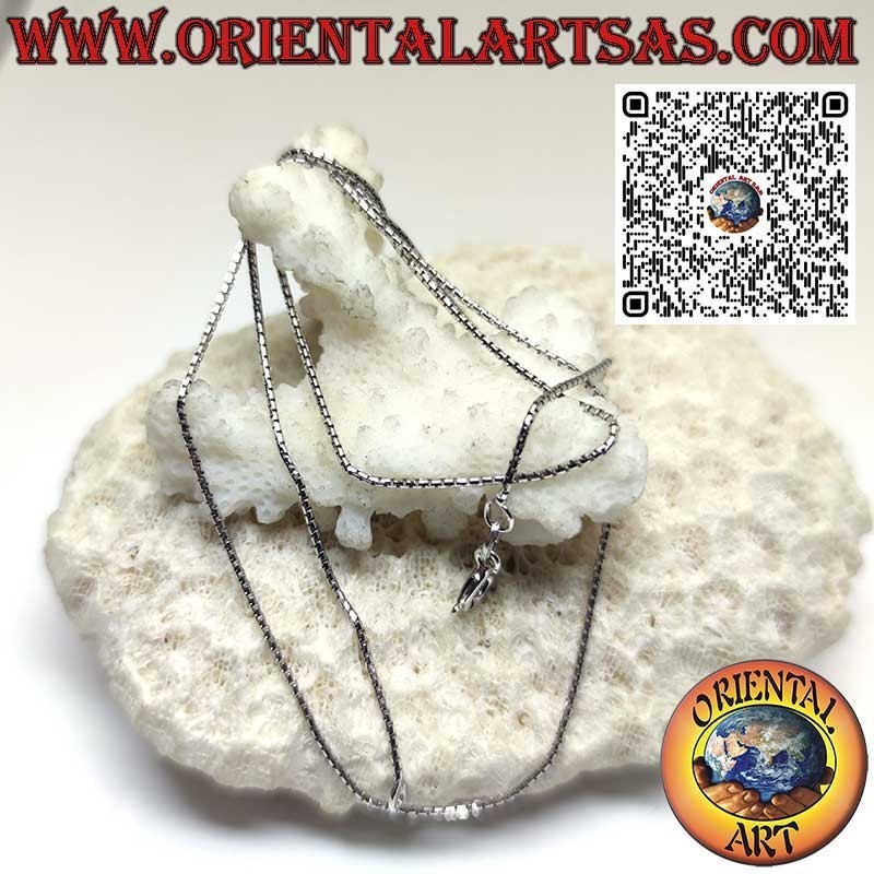 Halskette mit rechteckiger Venezianerkette aus rhodiniertem 925er Sterlingsilber, 1 mm