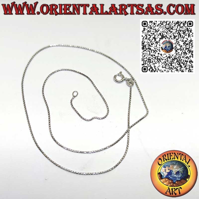 Collana catenina a maglia veneziana rettangolare in argento 925 ‰ rodiata da mm. 1