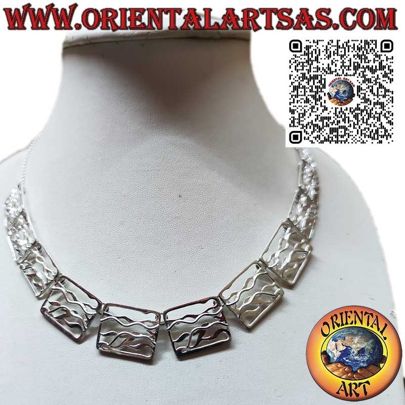 Collar brillante de plata 925 ‰ compuesto por 11 placas talladas