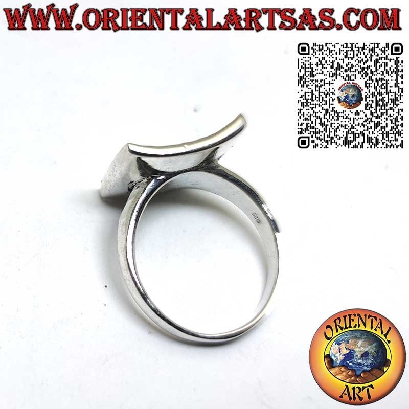 Anello in argento 925 quadrato concavo martellato fatto a mano dai Karen