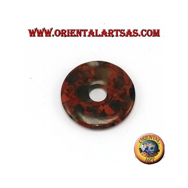 Silber Anhänger mit Krapfen in Jasper 30 mm.