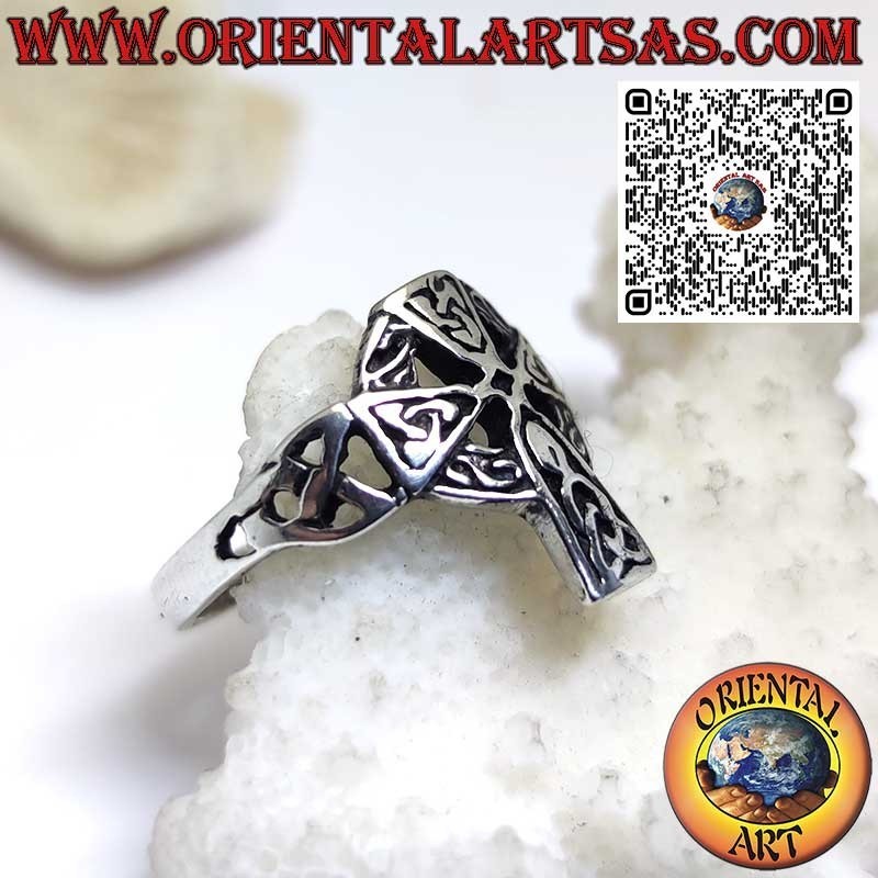 Anello con croce celtica e nodo in argento 925 ‰ – Anallergico e senza nickel