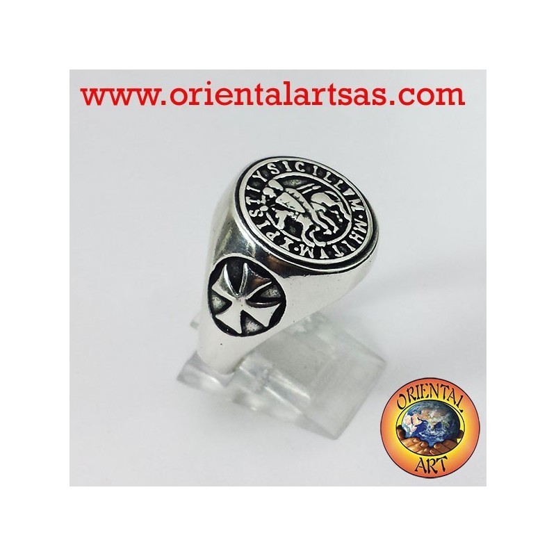 Anello in argento del sigillo ufficiale dei Cavalieri Templari