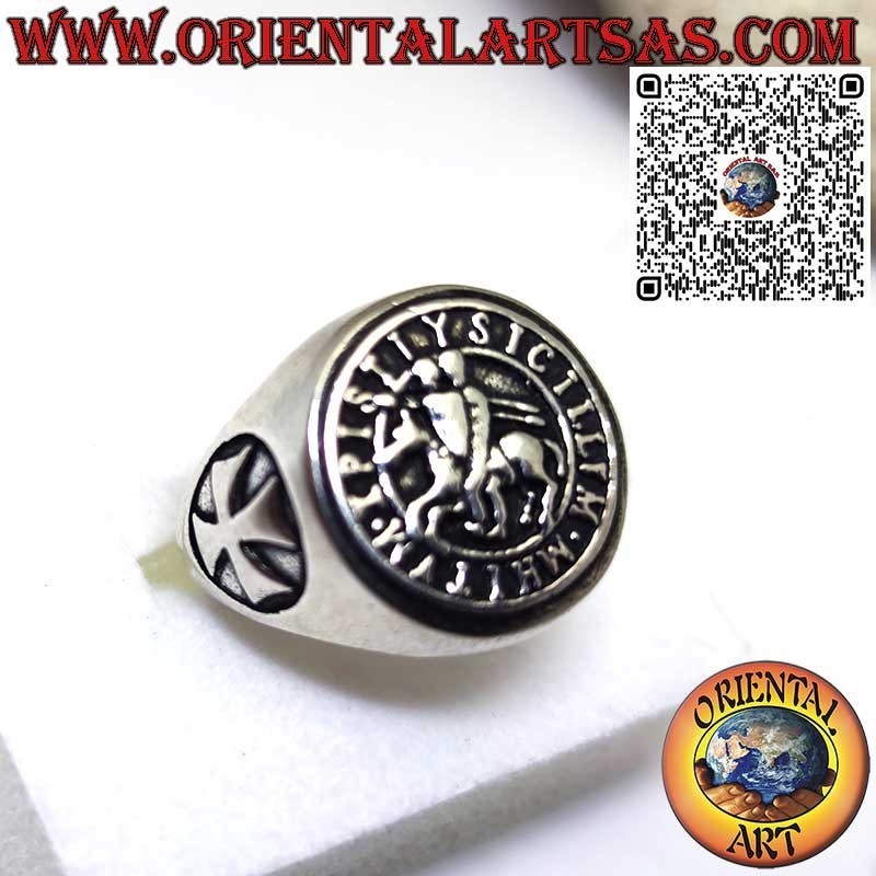 Official Knights Templar Seal Ring in 925 Sterling Silver – Side Crosses