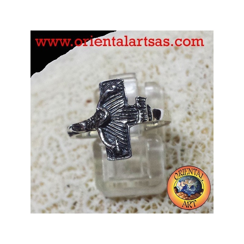 anillo crucifijo de plata