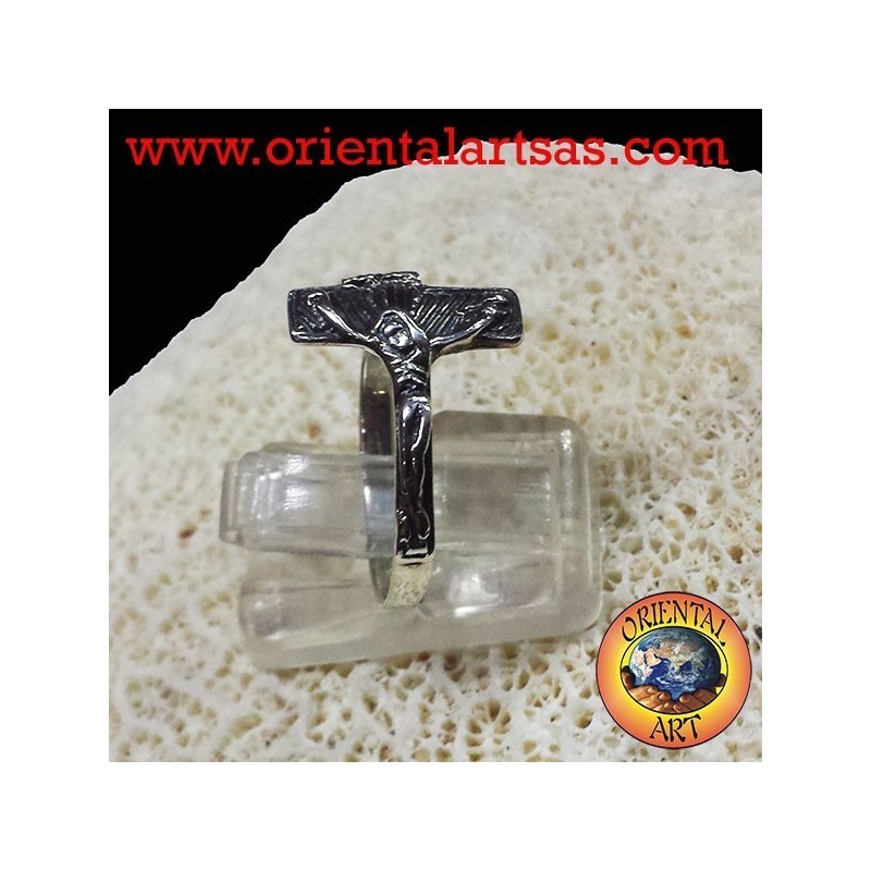 anello con crocifisso in argento