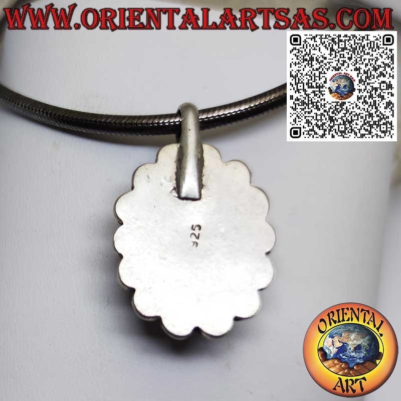 Silver Pendant with Natural Tibetan Turquoise and 14 Red Corals