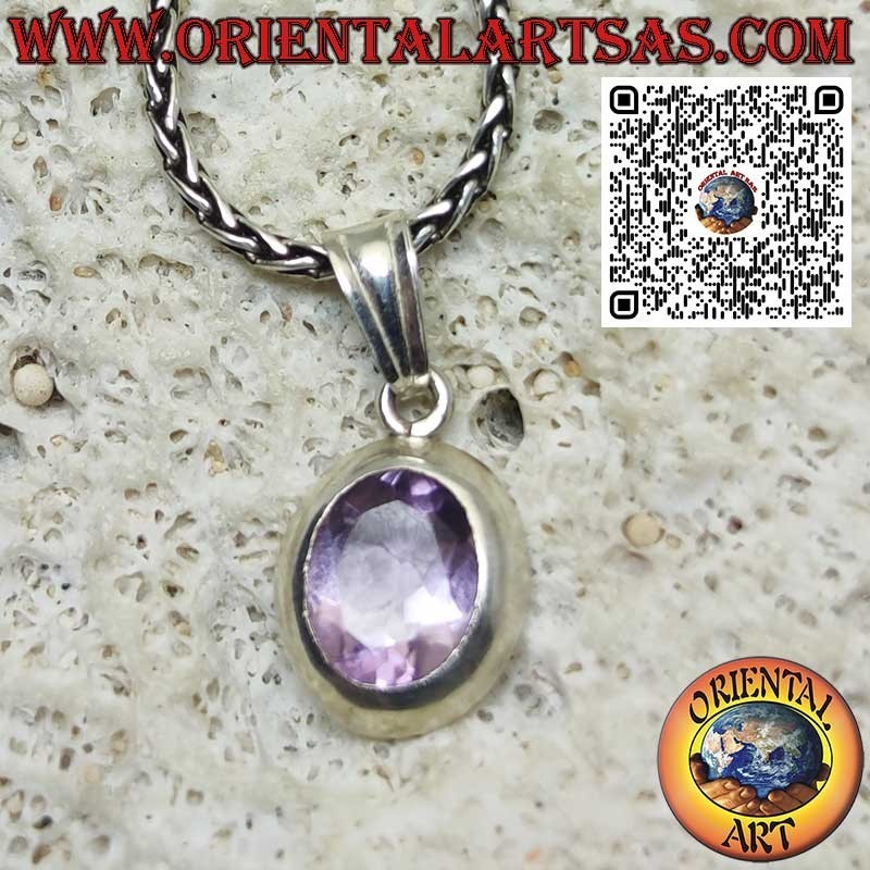 Pendentif en argent avec superbe améthyste naturelle