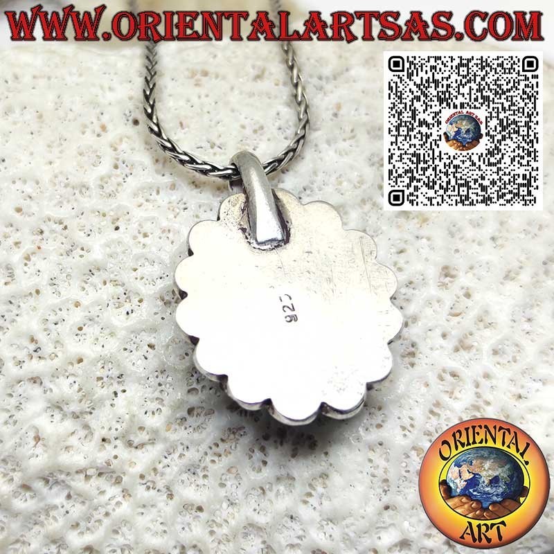 Pendentif en argent 925 avec turquoise tibétaine naturelle et 14 coraux