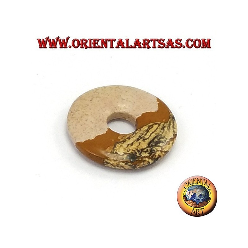 Paésine pendentif de donut 30mm. Ø, Fil de coton ciré réglable en