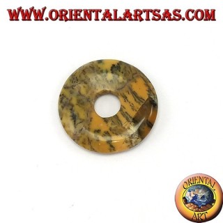 Pendentif australien jaspe Donut 30 mm. Diamètre Ø ligne complète ciré réglable