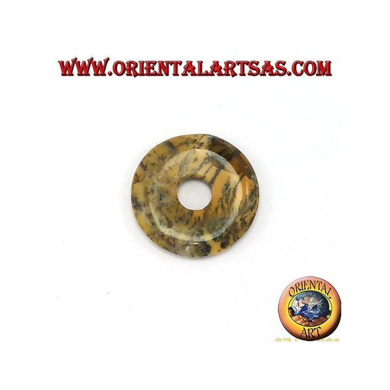 Pendentif australien jaspe Donut 30 mm. Diamètre Ø ligne complète ciré réglable