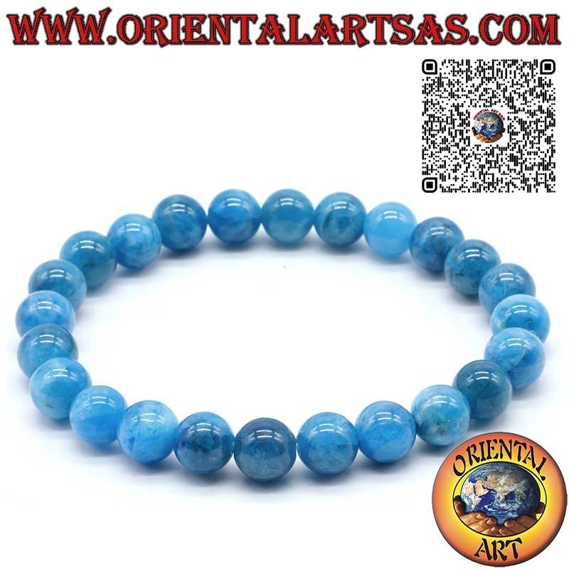 Armband aus natürlicher Apatit – 8 mm Kugeln – Elastisches Band