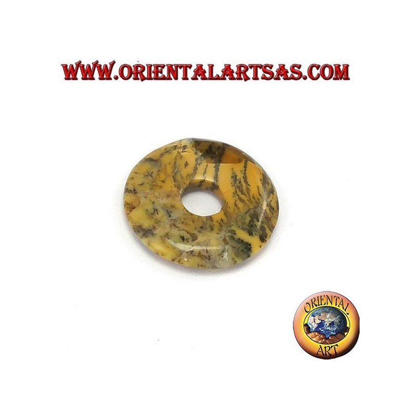 Australian jasper pendant donut 30 mm. Diameter Ø complete cord waxed adjustable