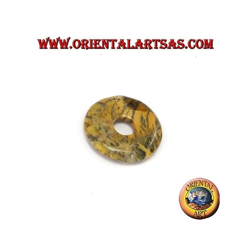 Australian jasper pendant donut 30 mm. Diameter Ø complete cord waxed adjustable
