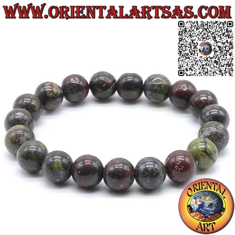 Bracelet en jaspe sang de dragon – Perles de 6-8-10 mm – Sur élastique