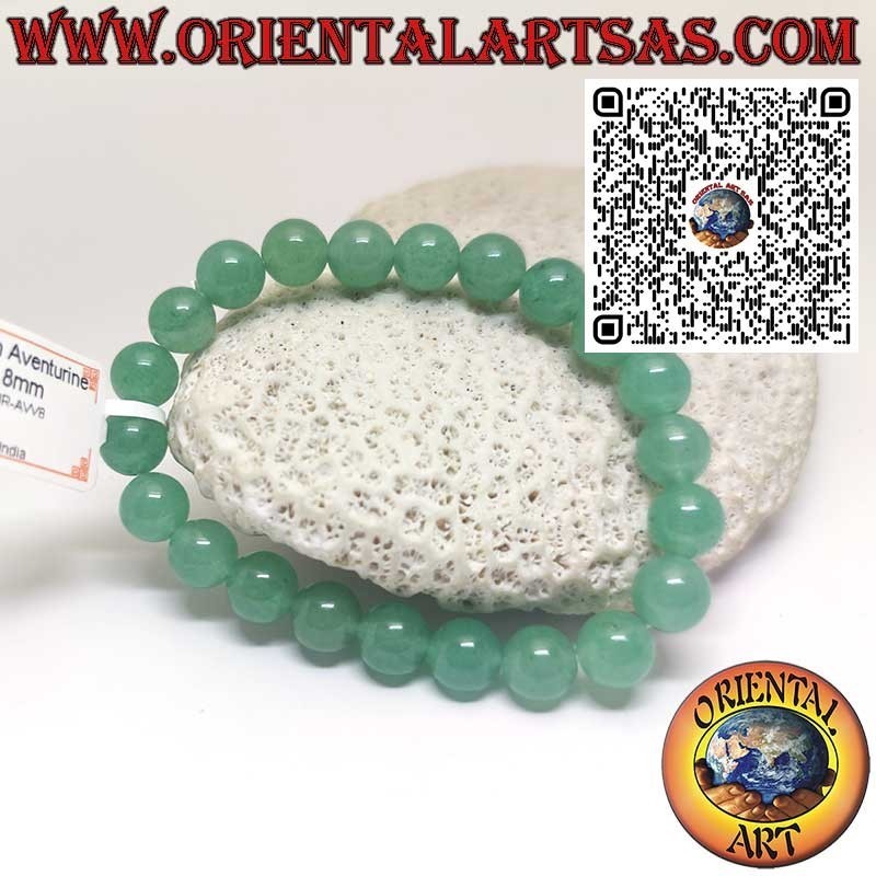 Green Aventurine bead bracelet with nylon elastic, 6–8–10 mm Ø