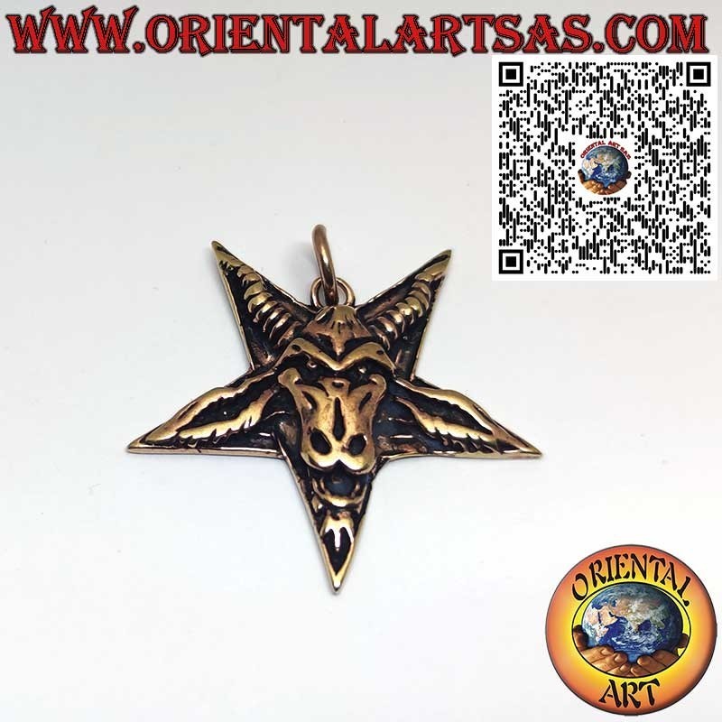 Ciondolo in bronzo Baphomet (Bafometto) sul pentacolo – Simbolo di Satana / Wicca