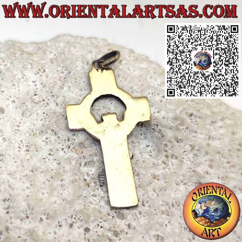 Pendentif Croix Celtique en Bronze avec Symbole Claddagh – Amour, Loyauté & Éternité