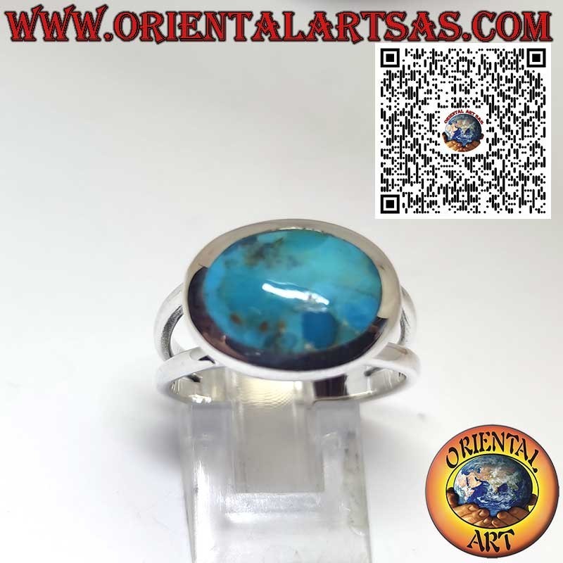 Anello in Argento con Turchese Ovale Traverso dell'Arizona