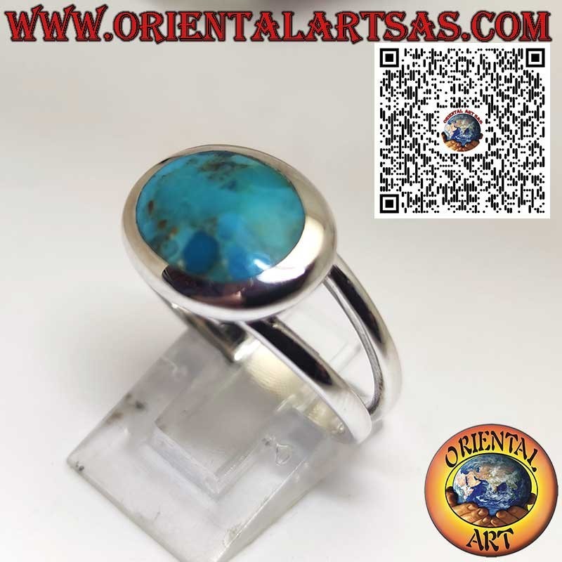 Anello in Argento con Turchese Ovale Traverso dell'Arizona