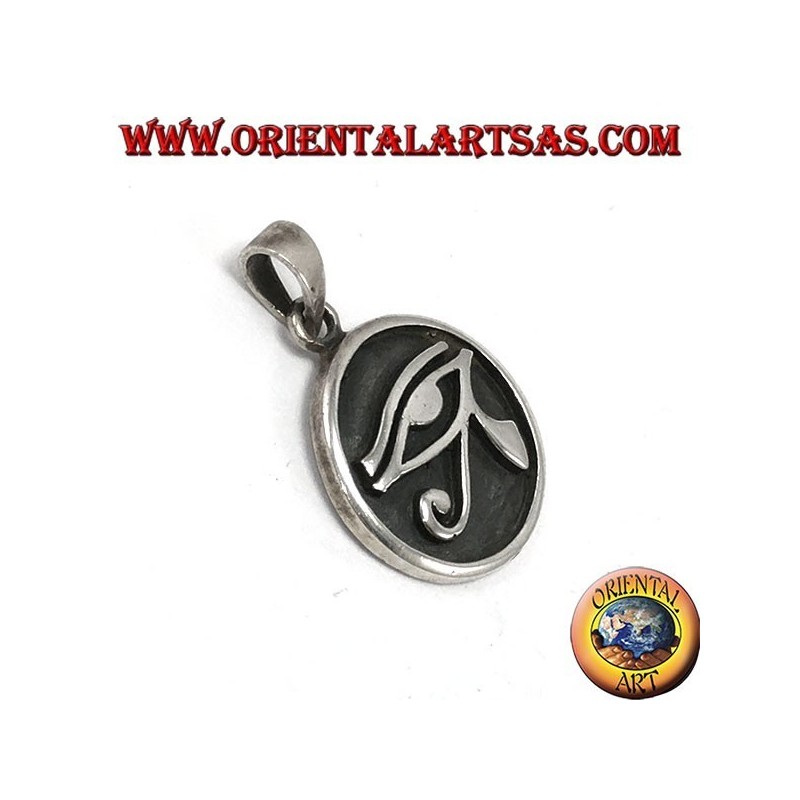 colgante de plata, ojo tallado de Horus