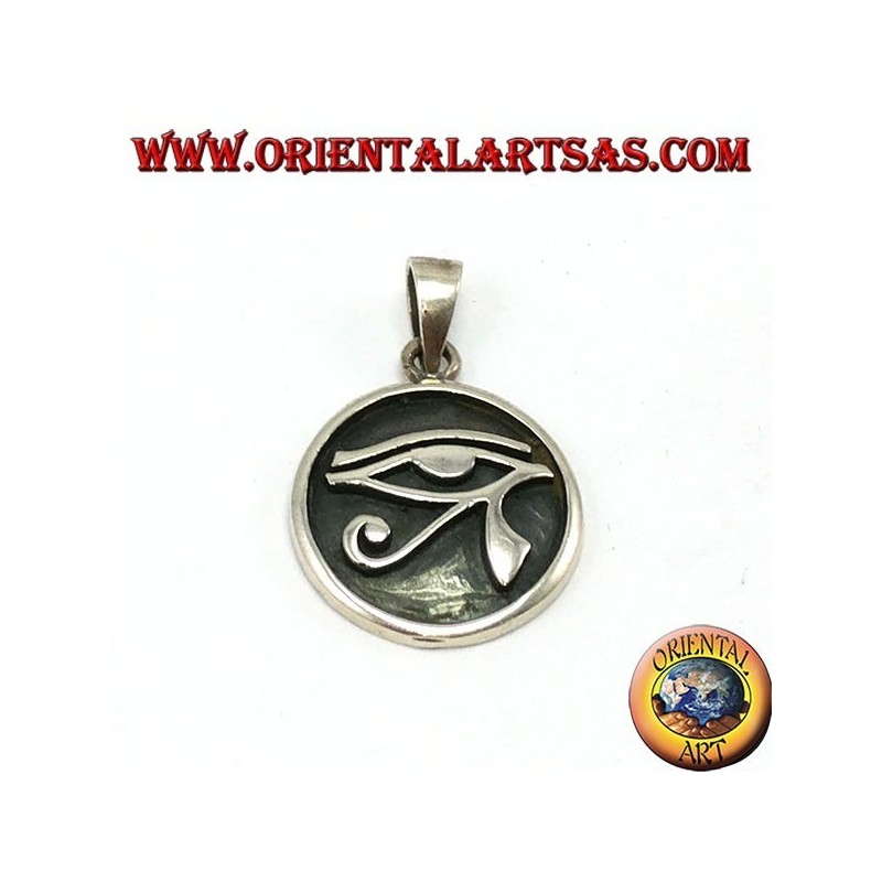 colgante de plata, ojo tallado de Horus