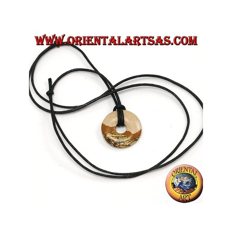 Paésine pendentif de donut 30mm. Ø, Fil de coton ciré réglable en