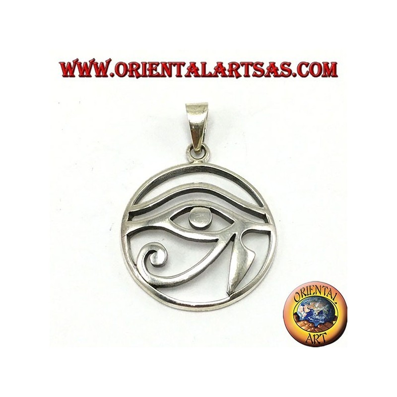 Pendentif argent, oeil de Horus perforé dans le cercle