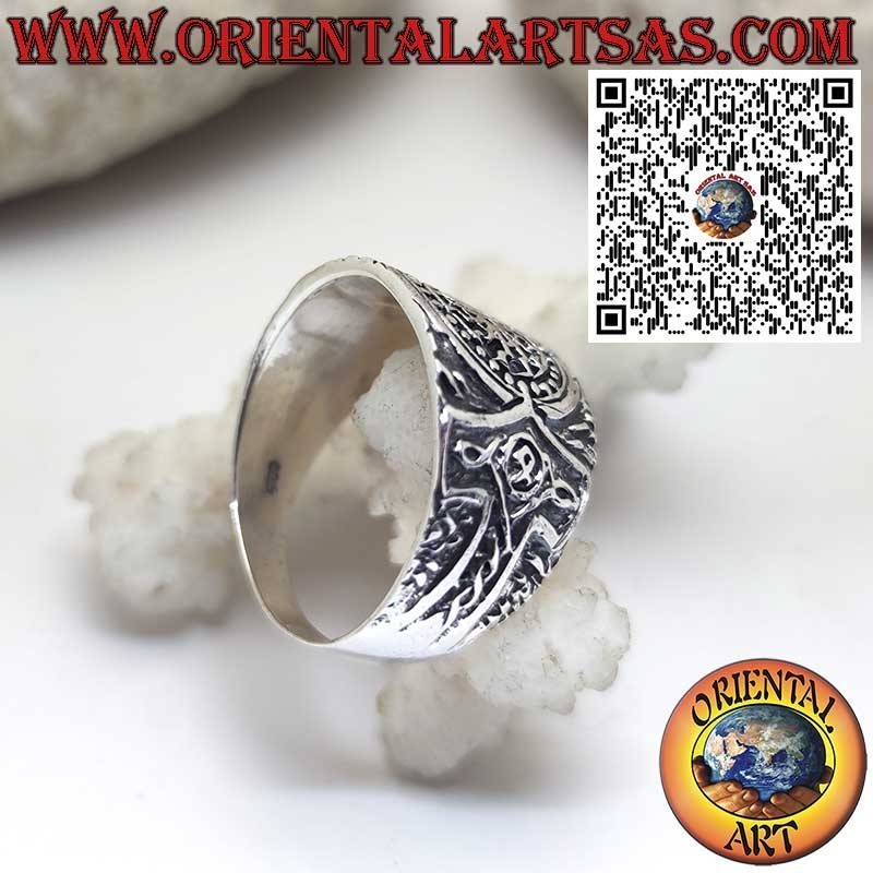 Anillo de Plata con Sol Negro y Martillo de Thor – Símbolo Nórdico