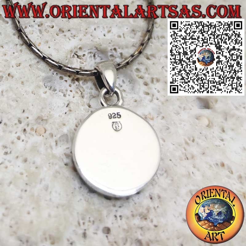 Colgante de Plata 925 con Turquesa Natural de Arizona – Redondo, Borde Liso