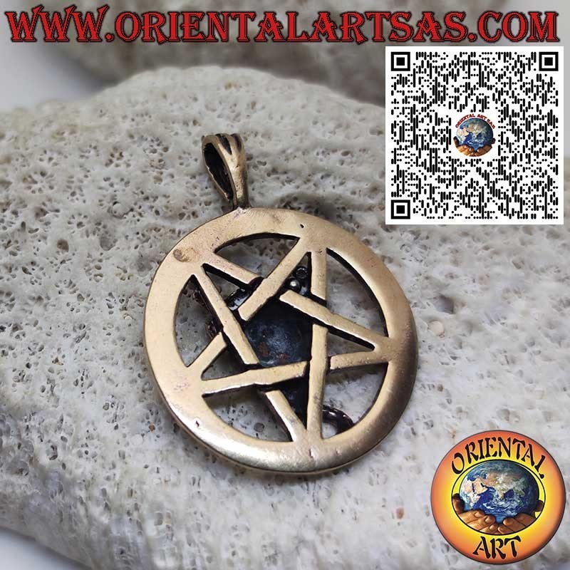 Pendentif en bronze Baphomet sur pentacle dans un cercle, Amulette ésotérique