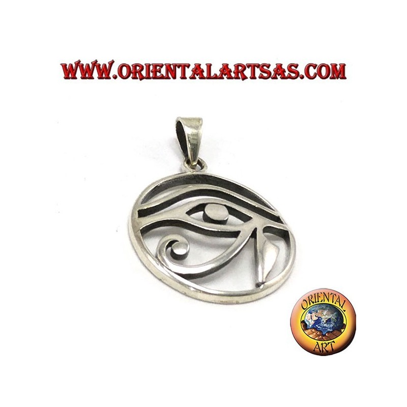 Pendentif argent, oeil de Horus perforé dans le cercle