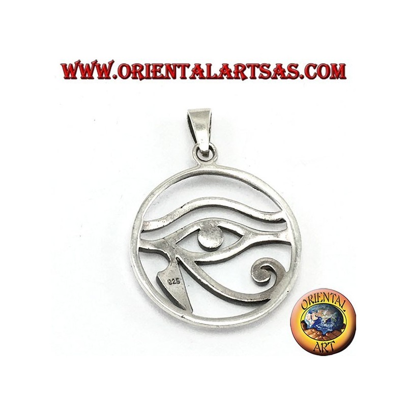 Pendentif argent, oeil de Horus perforé dans le cercle