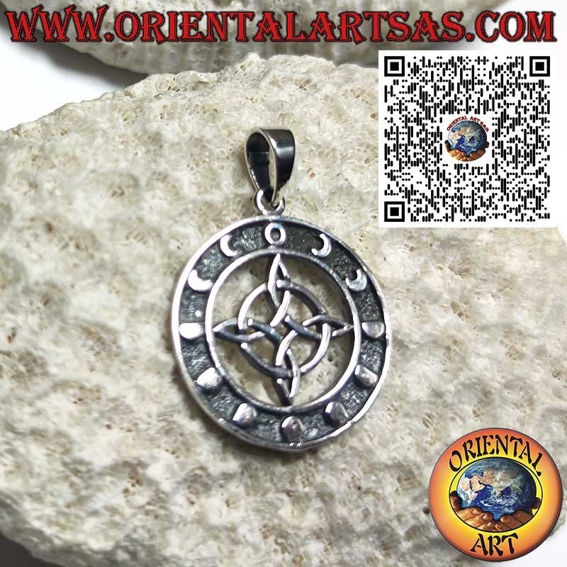Pendentif en Argent avec Nœud de la Sorcière et Phases Lunaires