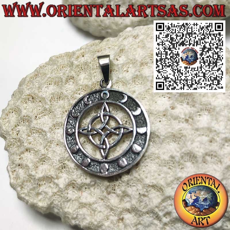 Pendentif en Argent avec Nœud de la Sorcière et Phases Lunaires