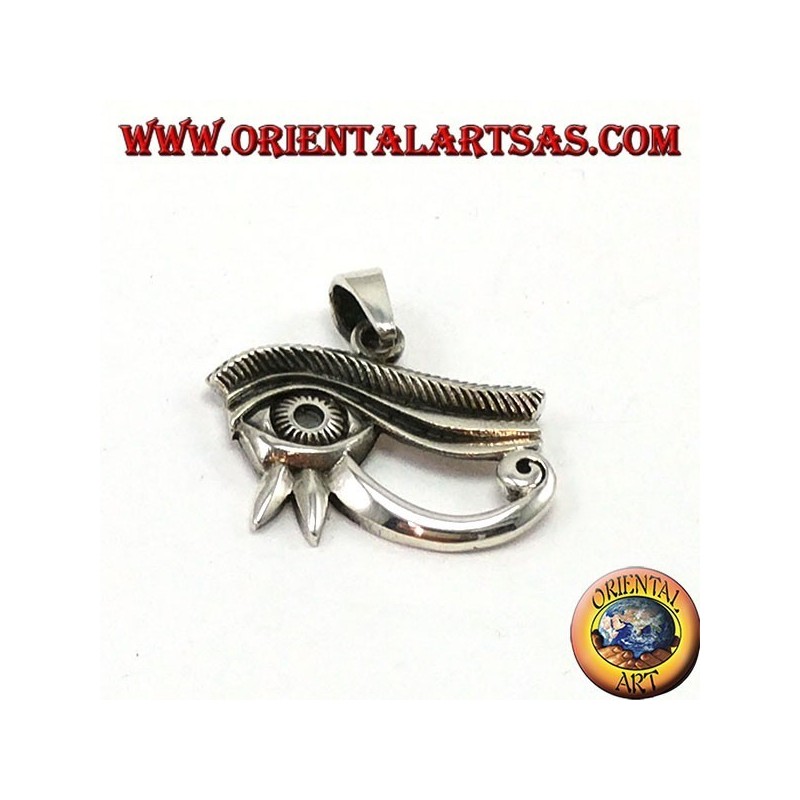 Pendentif argent, Oeil d'Horus percé et incrusté