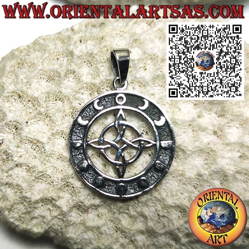 Colgante de Plata con Nudo de la Bruja y Fases Lunares