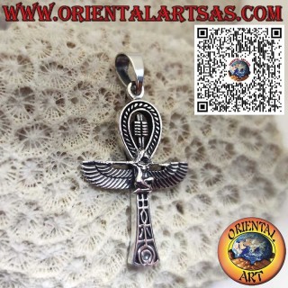 Pendentif Ankh Déesse Isis en Argent 925 - Clé de Vie Égypte