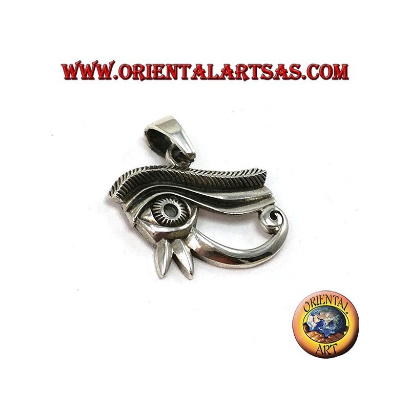 Silber Anhänger, Auge von Horus durchbohrt und eingelegt 