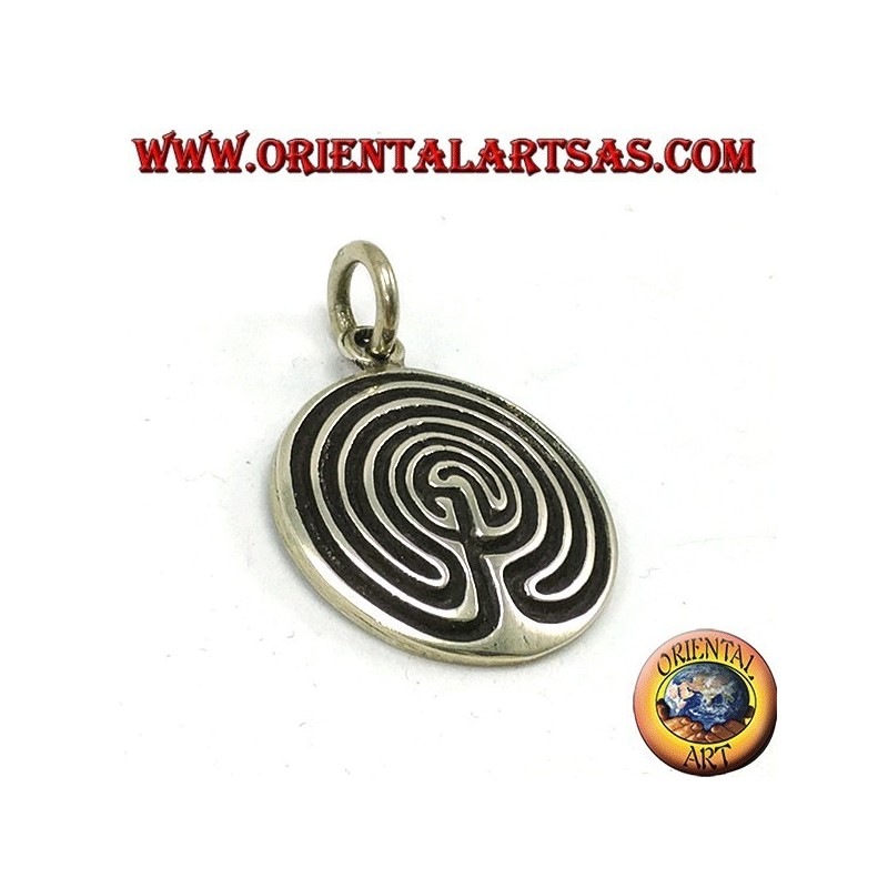 Silver pendant, labyrinth