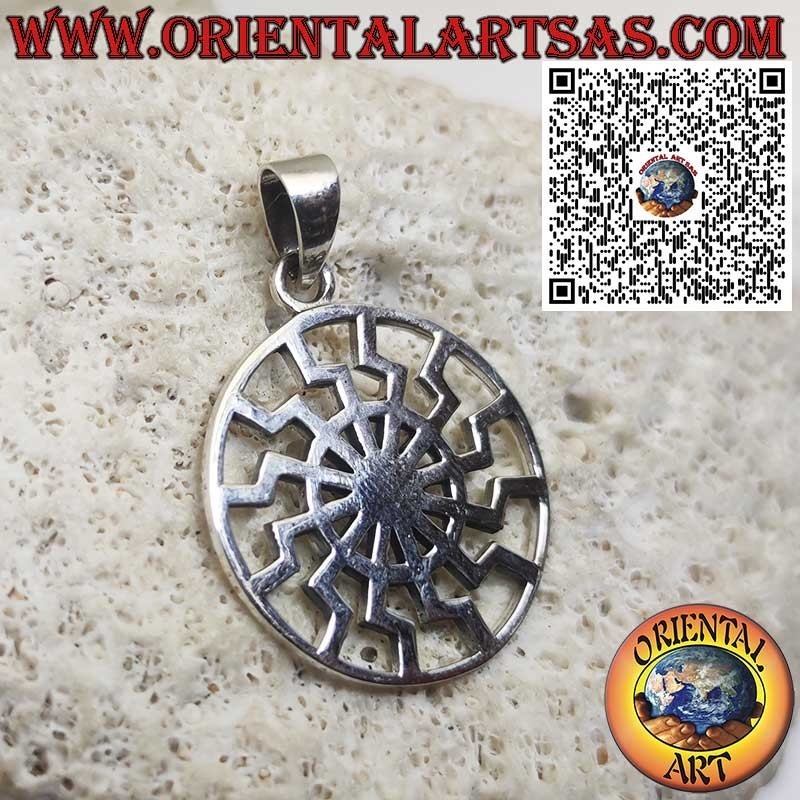 Silver pendant, black sun or flat and perforated smooth sun wheel (Ø 27 mm)