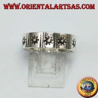 Silber Ring Rekord, mit eingelegter Sonne