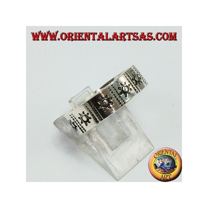 Silber Ring Rekord, mit eingelegter Sonne